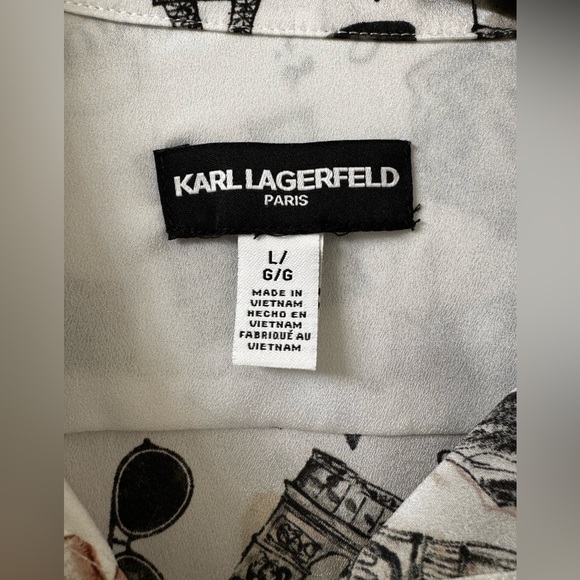 * KARL LAGERFELD * PARIS WHIMSY PRINTED Button POPLIN SHIRT - Picture 7 of 7
